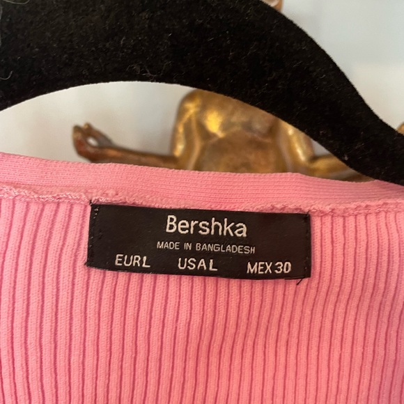 Bershka Women's Large L Long Sleeve Pink Ribbed Body Suit Thong - Picture 4 of 4